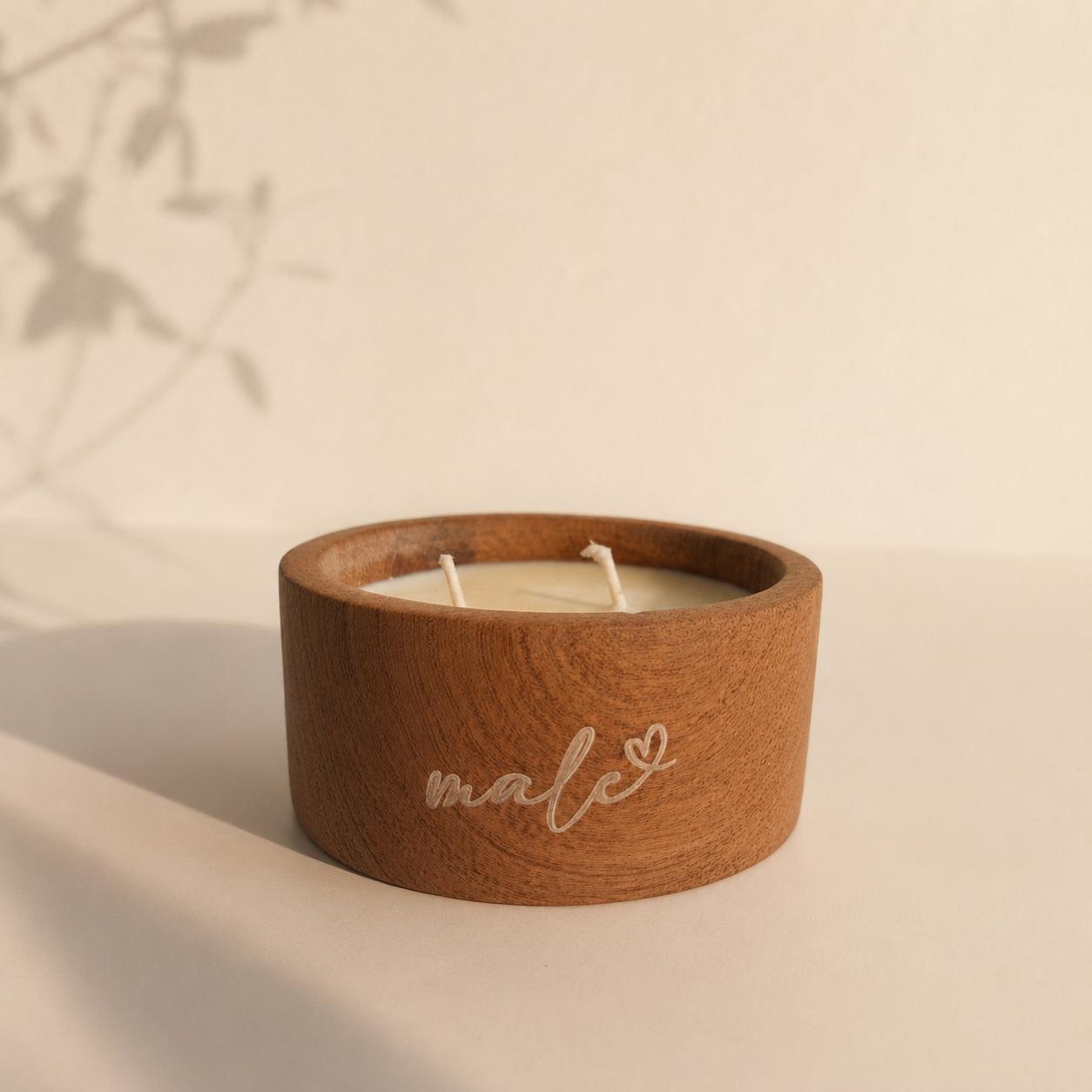 Vela cuenco de madera male